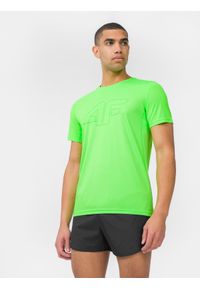 4f - Koszulka treningowa regular szybkoschnąca męska. Kolor: zielony. Materiał: materiał, dzianina