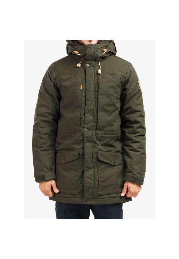 Fjällräven - Kurtka ocieplana męska Fjallraven Singi Wool Padded Parka. Kolor: zielony. Sport: turystyka piesza