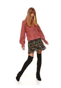 TOP SECRET - Luźny sweter z okrągłym dekoltem. Kolor: różowy. Materiał: materiał. Długość rękawa: długi rękaw. Długość: krótkie. Sezon: zima #6