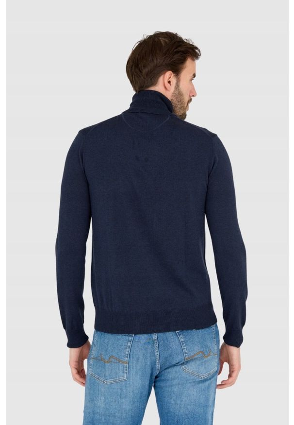 La Martina - LA MARTINA Granatowy sweter męski z golfem, Rozmiar M. Typ kołnierza: golf. Kolor: niebieski. Materiał: akryl