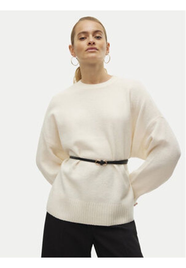 Vero Moda Sweter Boom 10320463 Écru Loose Fit. Materiał: syntetyk