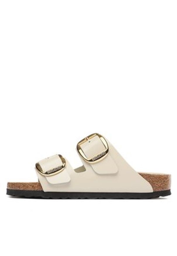 Birkenstock Klapki Arizona Big Buckle 1026128 Beżowy. Kolor: beżowy. Materiał: skóra, lakier