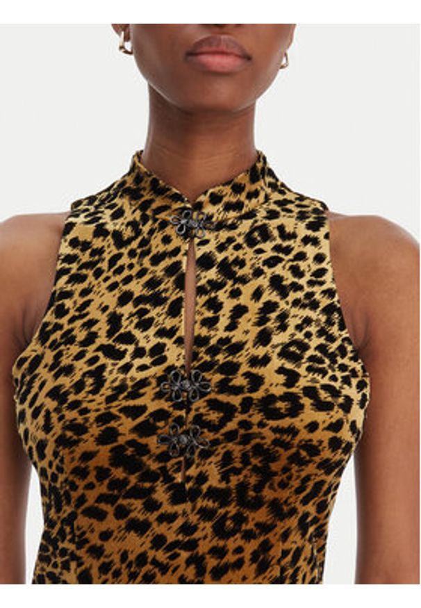 Guess Sukienka wieczorowa W6RK10 KA652 Beżowy Regular Fit. Kolor: beżowy. Materiał: syntetyk. Styl: wizytowy