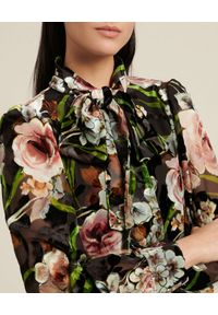 Luisa Spagnoli - LUISA SPAGNOLI - Sukienka mini z kwiatowym wzorem Gelati. Kolor: czarny. Materiał: jedwab, tkanina. Wzór: kwiaty. Typ sukienki: koszulowe. Długość: mini #3