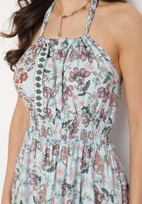 Born2be - Jasnoniebieska Rozkloszowana Sukienka z Wiskozą z Wiązaniem na Karku Aralune. Okazja: na imprezę, na co dzień. Kolor: niebieski. Materiał: wiskoza. Typ sukienki: proste, rozkloszowane. Styl: elegancki, casual, klasyczny #3