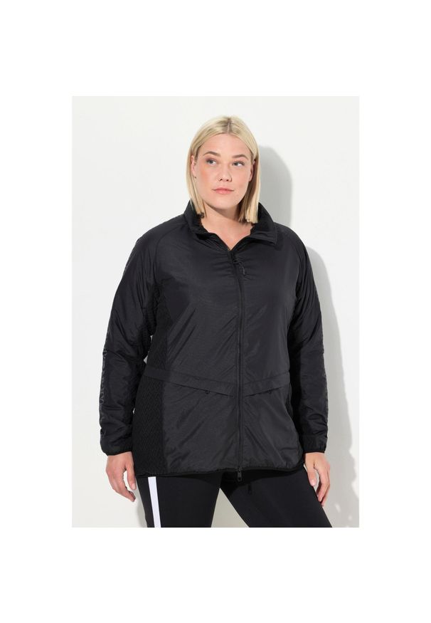 ULLA POPKEN - Damskie Kurtka funkcyjna stójka kaptur 2-kierunkowy zamek błyskawiczny. Typ kołnierza: kołnierzyk stójkowy. Kolekcja: plus size. Kolor: czarny. Materiał: materiał, poliester, elastan. Sport: turystyka piesza