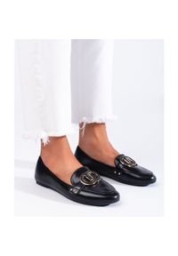 Diamantique Mokasyny Z Ozdobą czarne. Kolor: czarny. Wzór: aplikacja #4