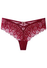 Intica - Figi koronkowe z kokardką na specjalne okazje Wita. Kolor: czerwony. Materiał: koronka. Wzór: ażurowy, koronka