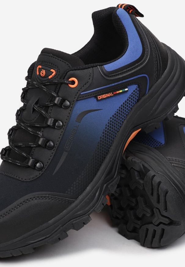 Born2be - Czarno-Niebieskie Buty Sportowe Genael. Wysokość cholewki: przed kostkę. Nosek buta: okrągły. Zapięcie: sznurówki. Kolor: czarny. Materiał: materiał, guma. Szerokość cholewki: normalna