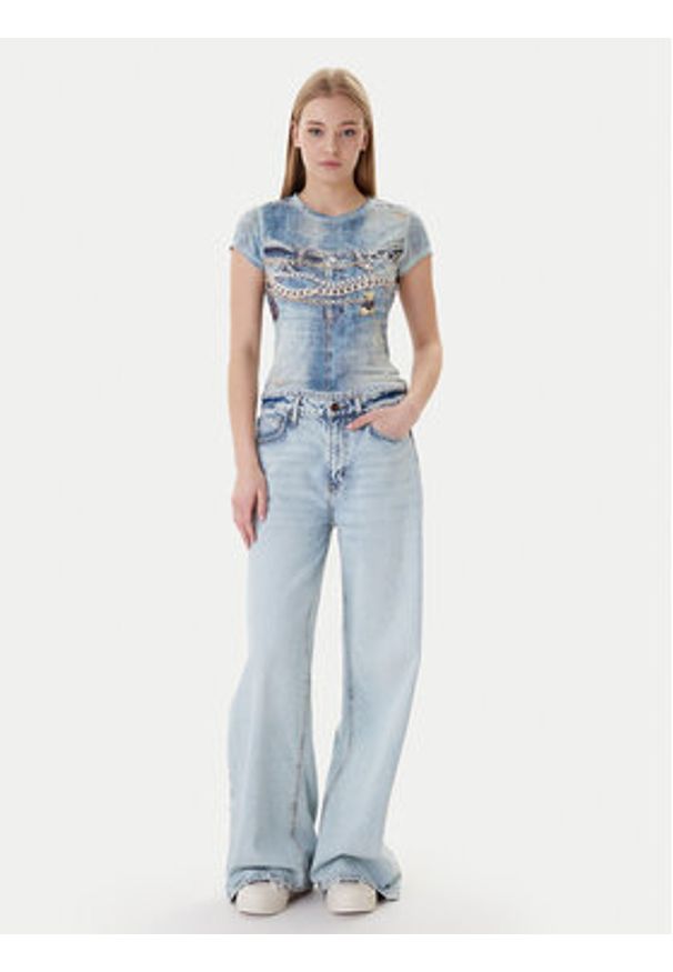 Guess T-Shirt W6RI52 KCCG0 Niebieski Regular Fit. Kolor: niebieski. Materiał: syntetyk, bawełna
