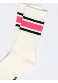 Big-Star - Skarpety damskie długie z paskami białe Rubini 601. Kolor: różowy. Materiał: materiał, guma. Wzór: kolorowy #2