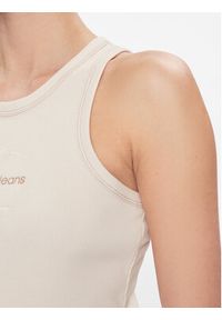 Calvin Klein Jeans Top Hero Monologo Rib Tank J20J222975 Écru Regular Fit. Materiał: bawełna #5