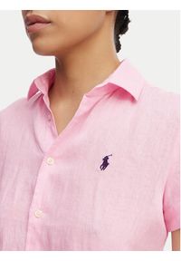 Polo Ralph Lauren Koszula 211973366501 Różowy jasny Regular Fit. Typ kołnierza: polo. Kolor: różowy. Materiał: len #7