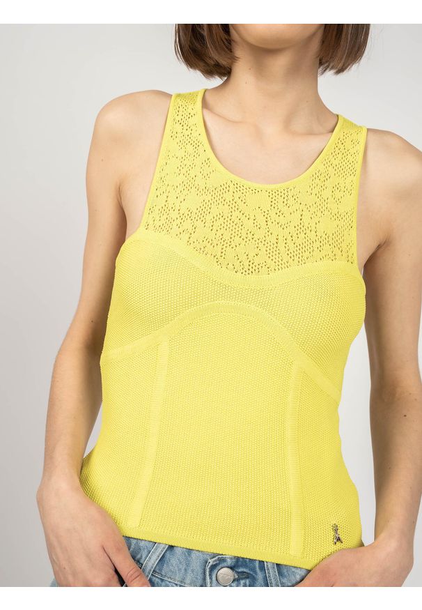 Patrizia Pepe Top | 2M4076/A4AG | Kobieta | Żółty. Kolor: żółty. Materiał: wiskoza, poliamid. Wzór: ażurowy