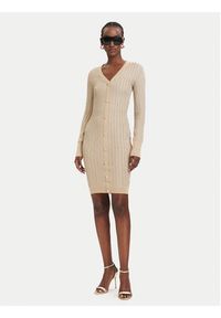 Guess Sukienka dzianinowa W5RK09 Z3KT0 Beżowy Bodycon Fit. Kolor: beżowy. Materiał: wiskoza. Typ sukienki: bodycon #5