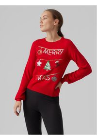 Vero Moda Sweter Merryxmas 10272463 Czerwony Regular Fit. Kolor: czerwony. Materiał: syntetyk #1