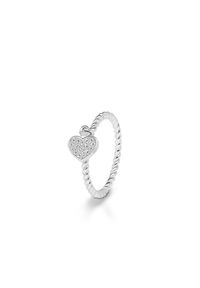 W.KRUK - Pierścionek srebrny serce. Materiał: srebrne. Kolor: srebrny. Wzór: aplikacja. Kamień szlachetny: cyrkonia