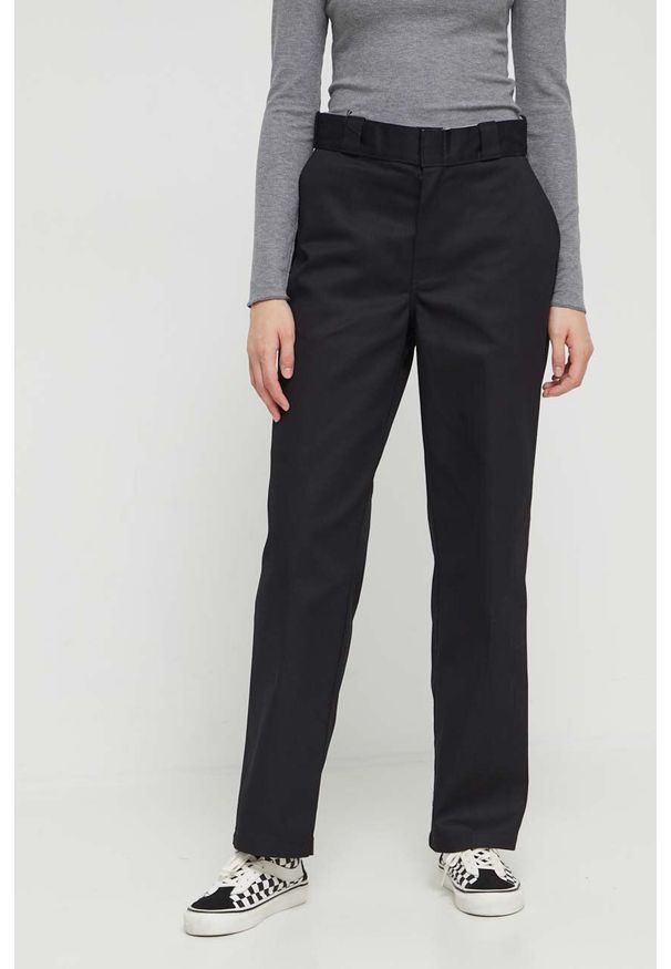 Dickies spodnie 874 damskie kolor czarny proste high waist. Stan: podwyższony. Kolor: czarny. Materiał: tkanina