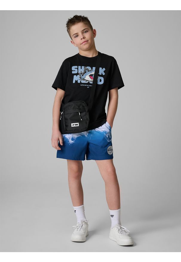 4f - 4F Spodenki plażowe boardshorty chłopięce - niebieskie 134/140 (8-10 lat). Kolor: niebieski. Materiał: włókno