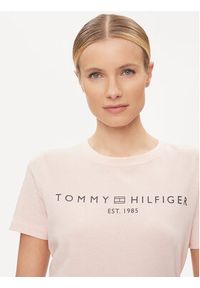 TOMMY HILFIGER - Tommy Hilfiger T-Shirt Logo WW0WW40276 Różowy Regular Fit. Kolor: różowy. Materiał: bawełna #4