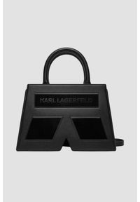 Karl Lagerfeld - KARL LAGERFELD Czarna torebka Ikon/k Top Handle Leather. Kolor: czarny. Materiał: skórzane