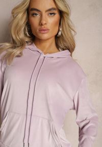 Renee - Jasnofioletowy Welurowy Komplet Dresowy Bluza z Kapturem i Spodnie Vilna. Kolor: fioletowy. Materiał: welur, dresówka #2