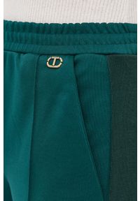 TwinSet - Twinset Spodnie damskie kolor zielony. Kolor: zielony
