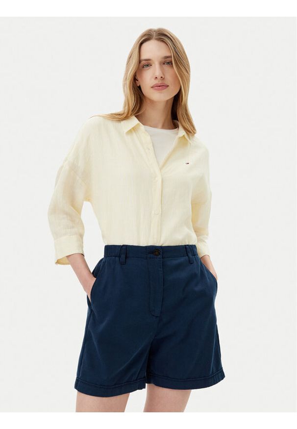 TOMMY HILFIGER - Tommy Hilfiger Koszula WW0WW46169 Żółty Loose Fit. Kolor: żółty. Materiał: len