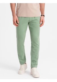 Ombre Clothing - Spodnie męskie dresowe z nogawką bez ściągacza - zielone V3 OM-PABS-0206 - XXL. Kolor: zielony. Materiał: dresówka. Wzór: aplikacja. Styl: klasyczny, sportowy #1