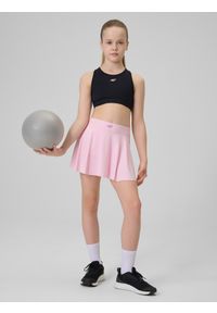 4f - 4F Spódniczka sportowa szybkoschnąca dziewczęca - różowa 158/164 (12-14 lat). Okazja: na co dzień. Kolor: różowy. Materiał: syntetyk, skóra, włókno, dzianina, materiał. Sezon: lato. Styl: sportowy #1