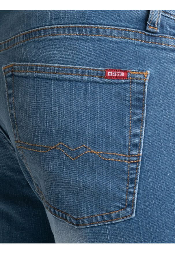 Big-Star - Jeansy męskie dopasowane z przetarciami niebieskie Tobias 367. Okazja: na co dzień. Stan: obniżony. Kolor: niebieski. Styl: casual, sportowy, klasyczny