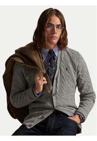 Polo Ralph Lauren Kardigan 710949808005 Szary Regular Fit. Typ kołnierza: polo. Kolor: szary. Materiał: wełna #5