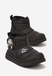 Born2be - Czarne Pikowane Botki Ozdobione Ledami Hlettie. Okazja: na co dzień. Kolor: czarny. Materiał: jeans. Wzór: aplikacja. Styl: casual, elegancki