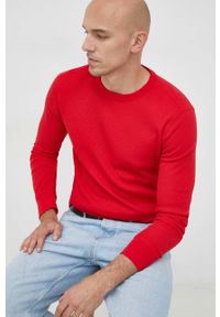 GAP longsleeve męski kolor czerwony gładki. Kolor: czerwony. Długość rękawa: długi rękaw. Wzór: gładki #1