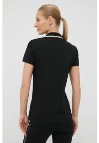 EA7 Emporio Armani t-shirt damski kolor czarny z kołnierzykiem. Okazja: na co dzień. Kolor: czarny. Długość: krótkie. Styl: casual