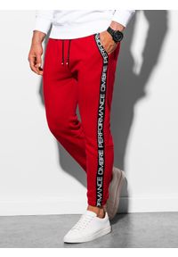 Ombre Clothing - Spodnie męskie dresowe joggery P899 - czerwone - XL. Kolor: czerwony. Materiał: dresówka. Wzór: nadruk, aplikacja #6