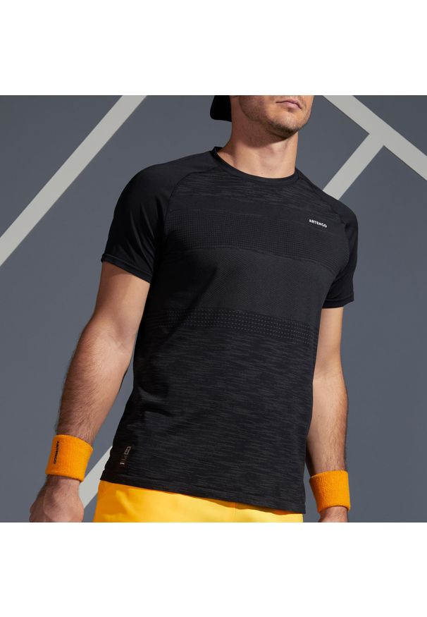 ARTENGO - Koszulka tenisowa męska Artengo TTS 500 Soft. Kolor: czarny. Materiał: materiał, poliester, poliamid. Sport: tenis