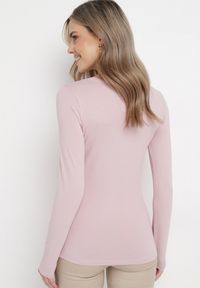 Born2be - Ciemnoróżowa Dopasowana Bluzka z Elastycznej Bawełny Loreen. Okazja: na co dzień. Kolor: różowy. Materiał: bawełna. Styl: klasyczny, casual, elegancki #5
