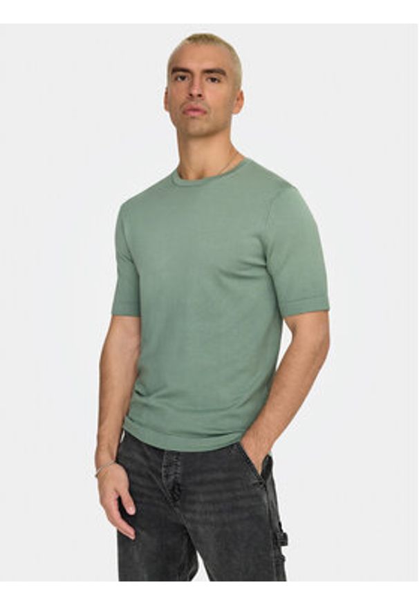 Only & Sons T-Shirt Wyler 22022928 Zielony Regular Fit. Kolor: zielony. Materiał: wiskoza