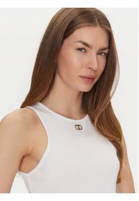 TwinSet - TWINSET Top 251TP2550 Biały Slim Fit. Kolor: biały. Materiał: bawełna #2