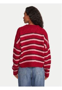Tommy Jeans Kardigan Badge DW0DW21678 Czerwony Relaxed Fit. Kolor: czerwony. Materiał: syntetyk