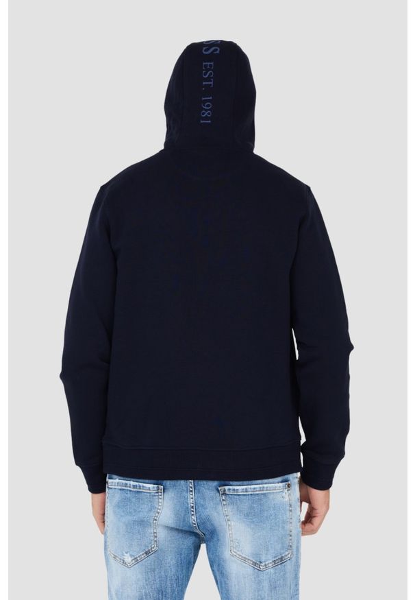 Guess - GUESS Granatowa męska bluza z kapturem, Rozmiar S. Typ kołnierza: kaptur. Kolor: niebieski