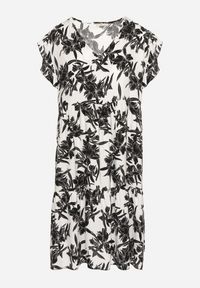 Born2be - Biała Bawełniana Sukienka o Rozkloszowanym Kroju w Kwiaty Libella. Okazja: do pracy, na co dzień. Kolor: biały. Materiał: bawełna. Wzór: kwiaty. Typ sukienki: proste, rozkloszowane. Styl: elegancki, casual #3