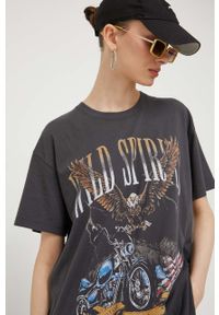 Hollister Co. t-shirt bawełniany kolor szary. Kolor: szary. Materiał: bawełna. Wzór: nadruk. Styl: klasyczny #4