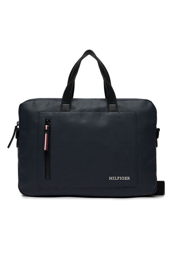 TOMMY HILFIGER - Tommy Hilfiger Torba na laptopa Th Pique Slim Computer Bag AM0AM11784 Granatowy. Kolor: niebieski. Materiał: skóra