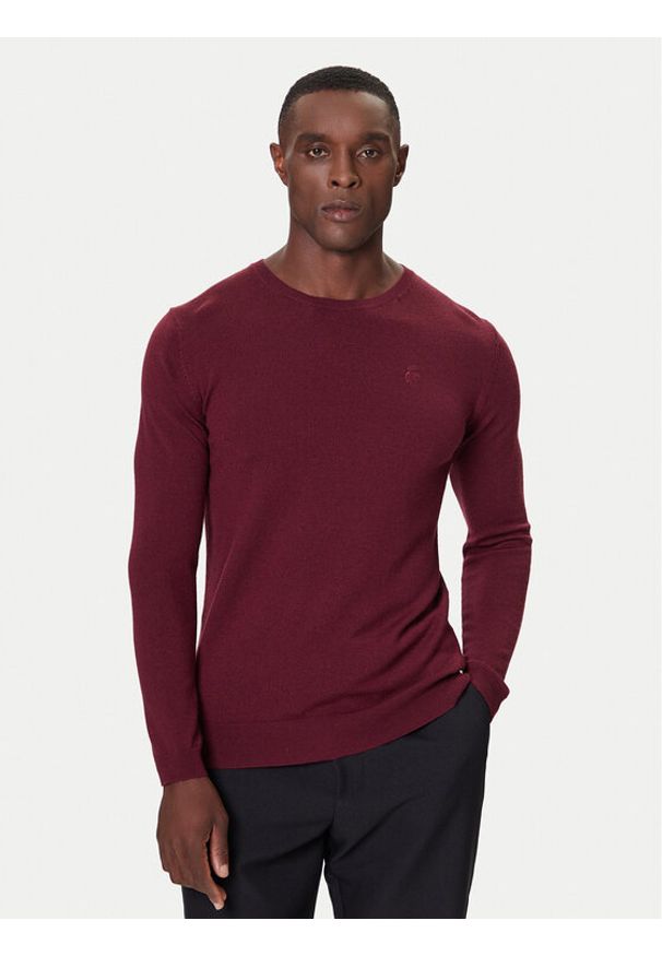 Karl Lagerfeld - KARL LAGERFELD Sweter 655000 554399 Bordowy Slim Fit. Typ kołnierza: dekolt w karo. Kolor: czerwony. Materiał: wełna