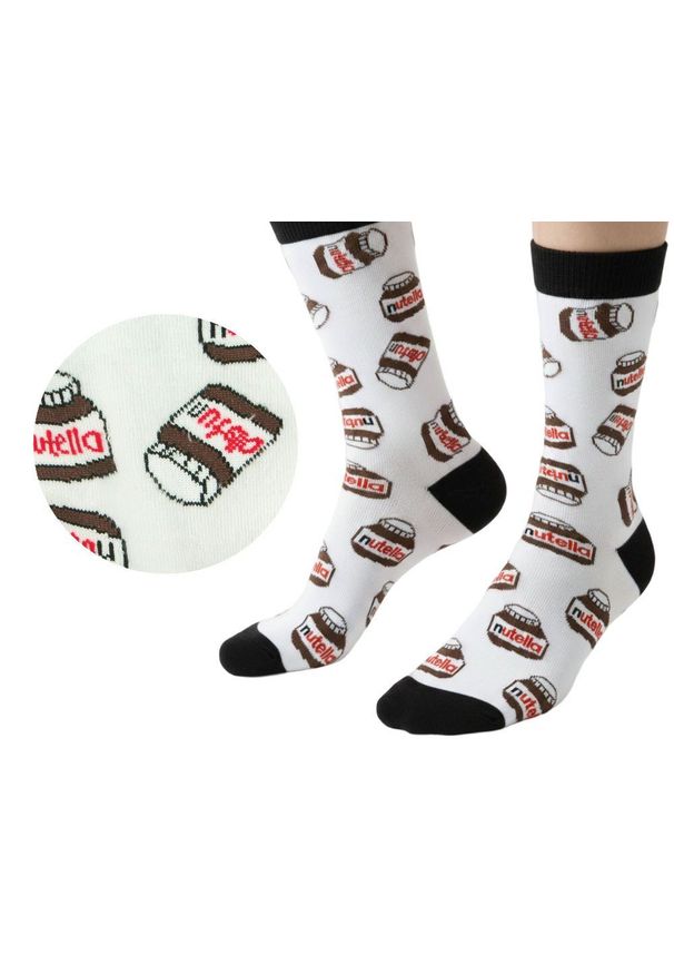His Story - Skarpetki Bawełniane - Tematyczne - Białe, Nutella. Kolor: wielokolorowy. Materiał: elastan, bawełna, poliamid