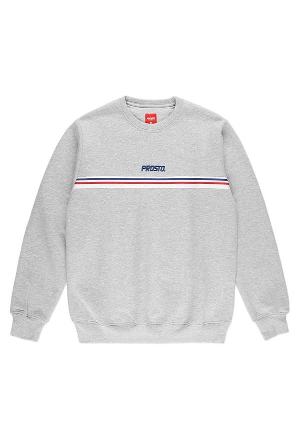 Bluza Prosto Klasyk Crewneck Pate KL231MSWE1051 - szara. Okazja: na co dzień, na spacer. Kolor: szary. Materiał: bawełna, poliester, materiał. Wzór: aplikacja. Styl: klasyczny, casual. Sport: turystyka piesza