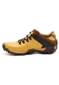KENT Męskie buty trekkingowe 116 żółte. Okazja: na co dzień. Zapięcie: pasek. Kolor: żółty. Materiał: jeans, skóra. Wzór: paski. Sezon: wiosna, jesień, lato #3