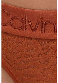 Calvin Klein Underwear stringi kolor pomarańczowy z koronki. Kolor: pomarańczowy. Materiał: koronka. Wzór: koronka #2